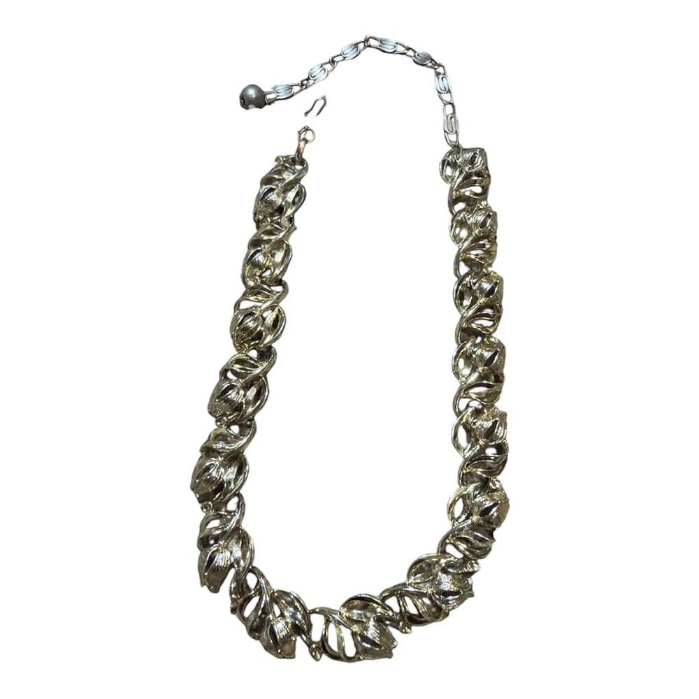 Coro Vintage Gold Tone Leaf Link Statement Necklace